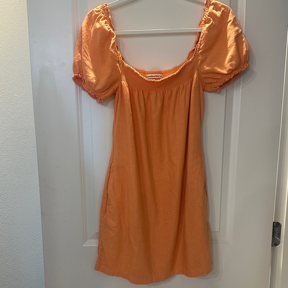 Abercrombie & Fitch Vibrant Orange Smocked Dress